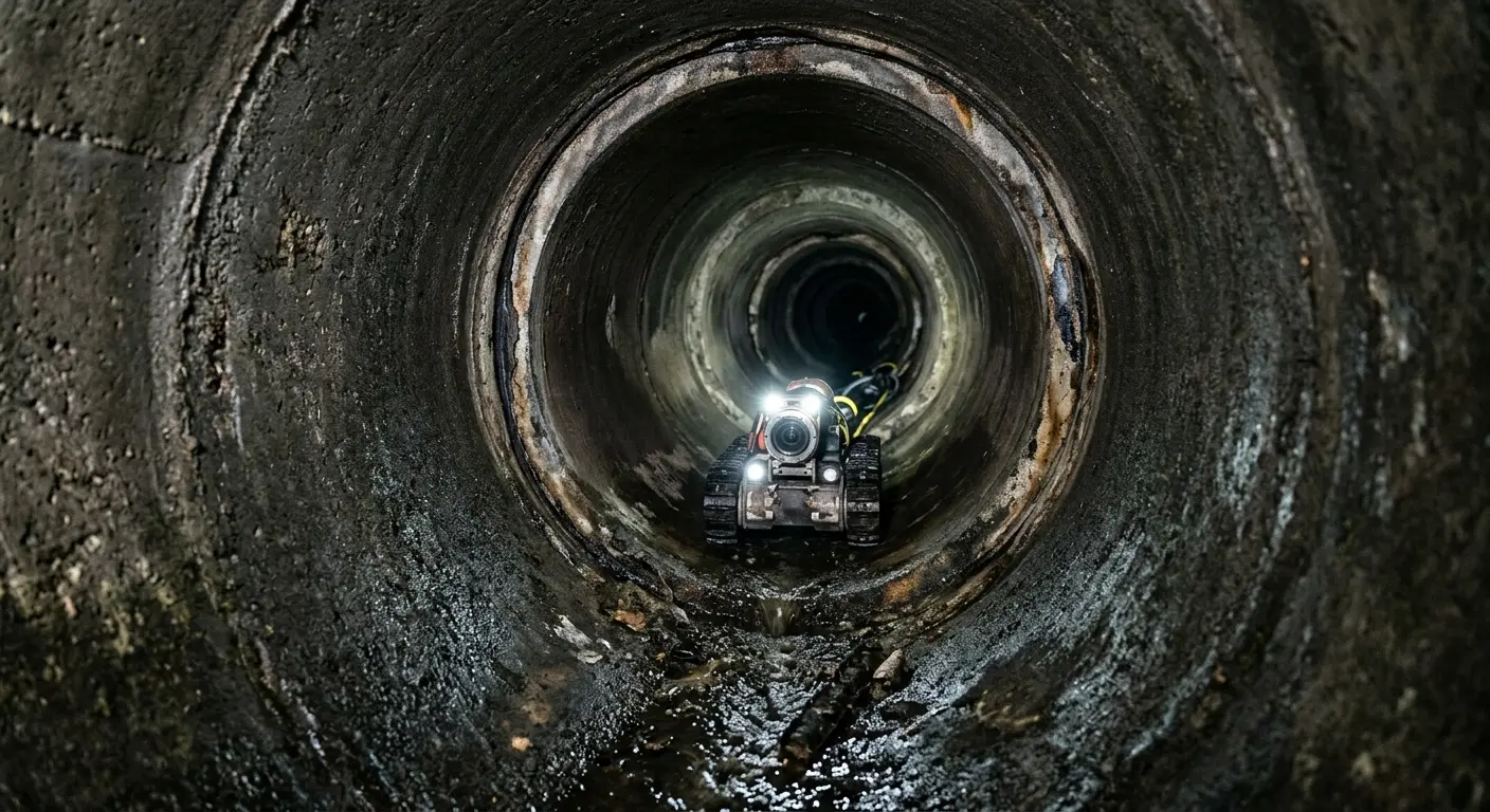 Robotic sewer camera inspecting pipe interior for Sewer Line Cleaning in East Port Orchard